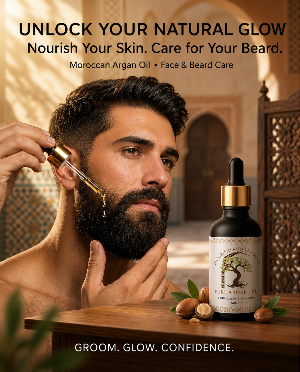 Pure Organic Moroccan Argan Oil (50ml) – 100% Raw & Cold-Pressed