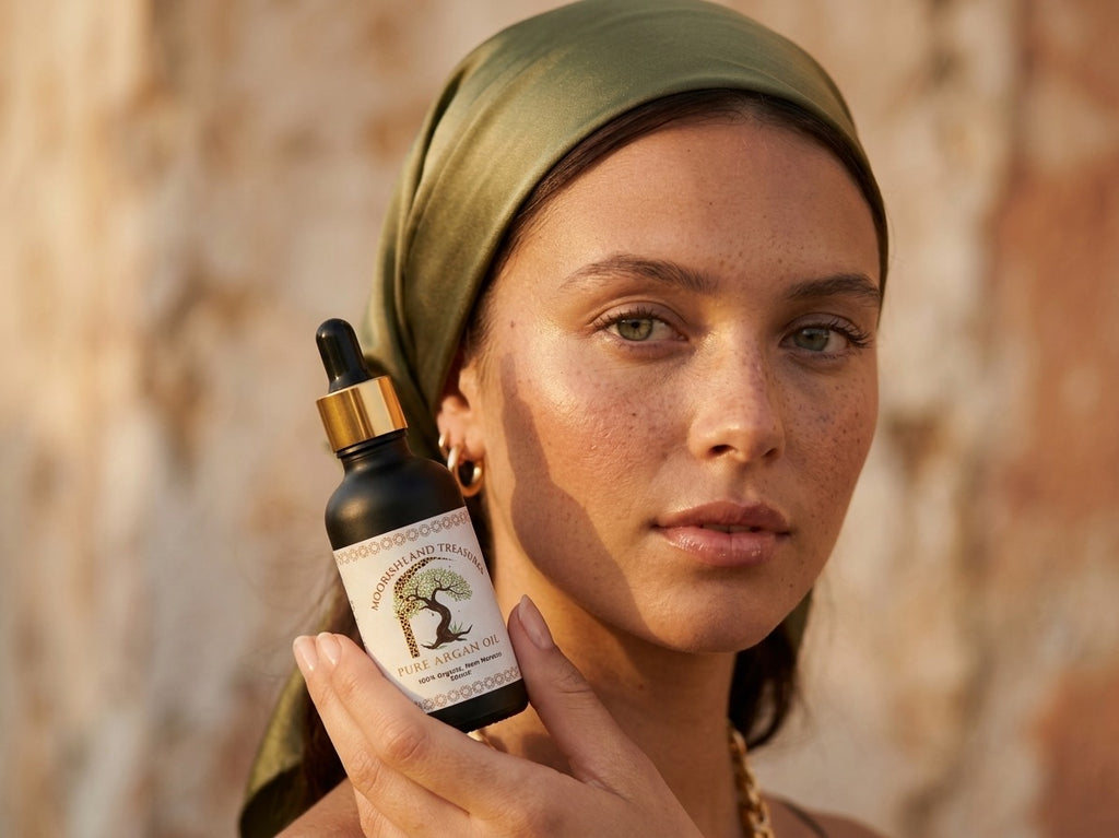 The Imperial Moroccan Radiance Trio – Lavender Beldi Soap, Pure Argan Oil (50ml) & Aker Fassi Clay Pot (+Nila Soap Bar as Gift)
