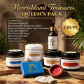 Queen's Pack Moroccan hammam gift box with beldi black soaps, argan oil, scrub and kessa glove