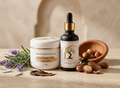 The Imperial Moroccan Radiance Trio – Lavender Beldi Soap, Pure Argan Oil (50ml) & Aker Fassi Clay Pot (+Nila Soap Bar as Gift)