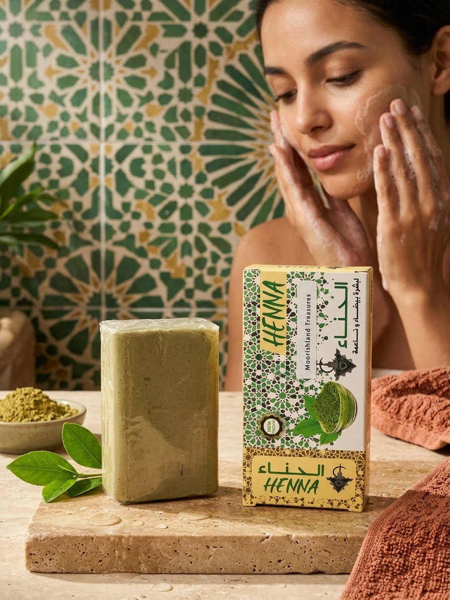 Artisanal Moroccan Henna Soap Bar – Clarifying & Skin-Softening Hammam Cleanser